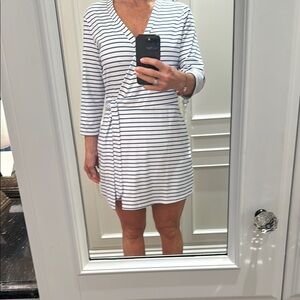 Striped V-Neck Wrap Dress